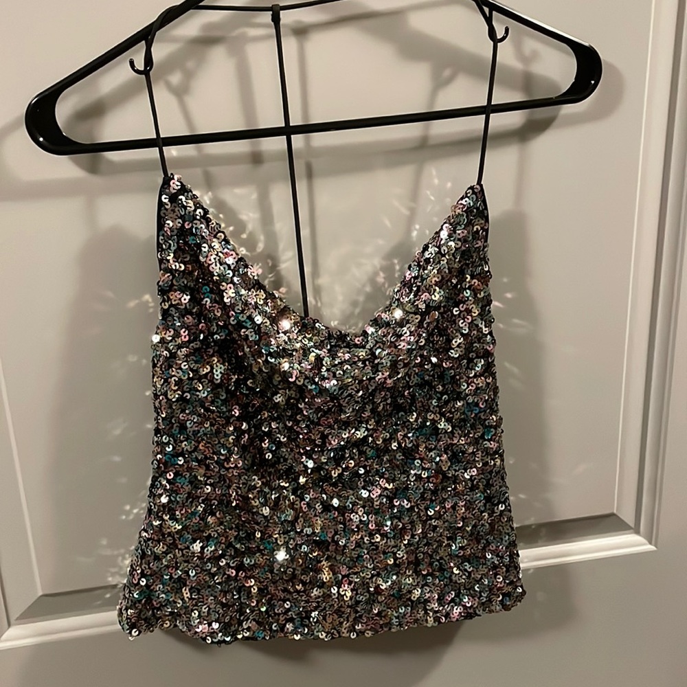 Astr The Label Cowl Neck Sequin Top Nwot - image 1